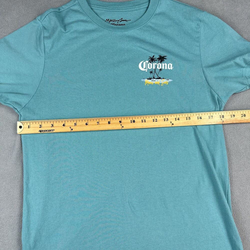 Corona Maui & Sons Corona Shirt Mens M Turquoise Blue SS Beach Tee Graphic - Picture 5 of 7